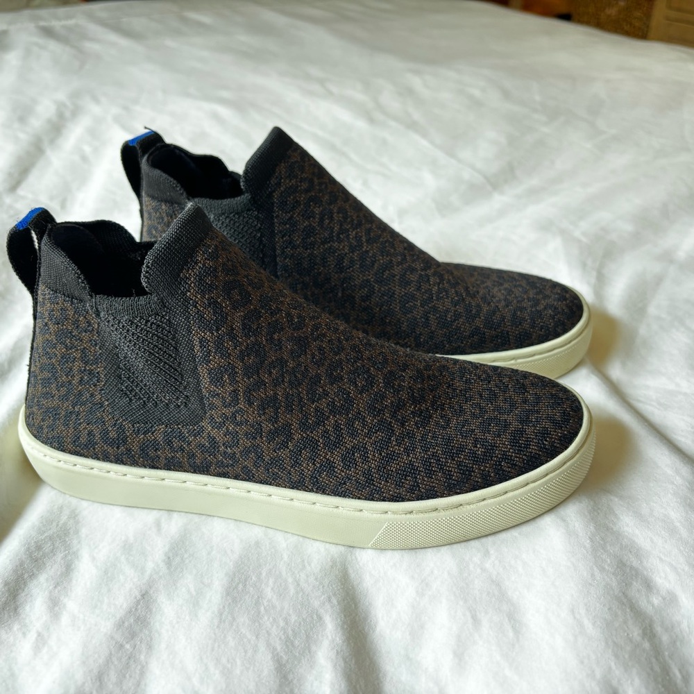 Rothy’s The Chelsea Boot in Espresso Spot  Leopard Print Women’s 7.5